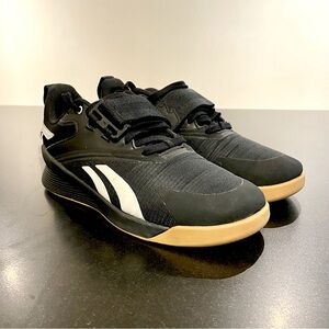 Reebok Lifter PR III Mens Black Leather Lace Up Athletic Weightlifting Shoes